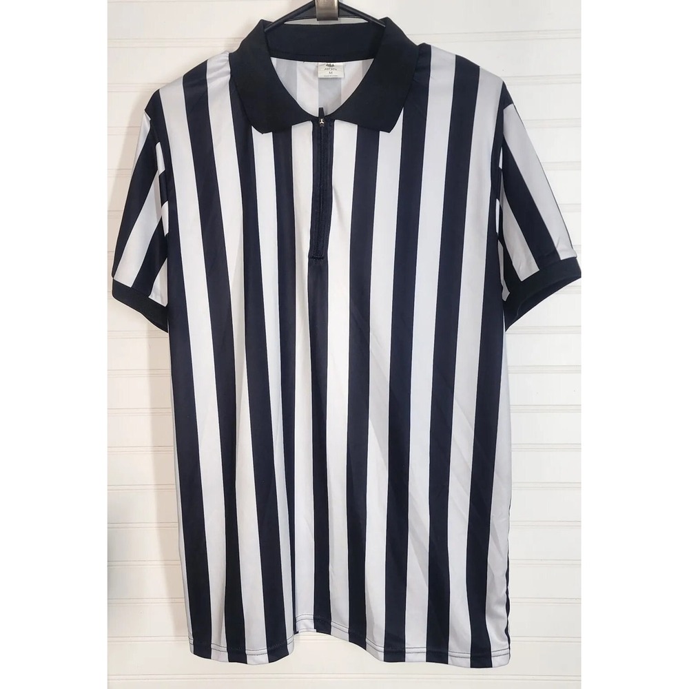 Mens Size M FitsT4 Sports Referee Tee Shirt Black/White